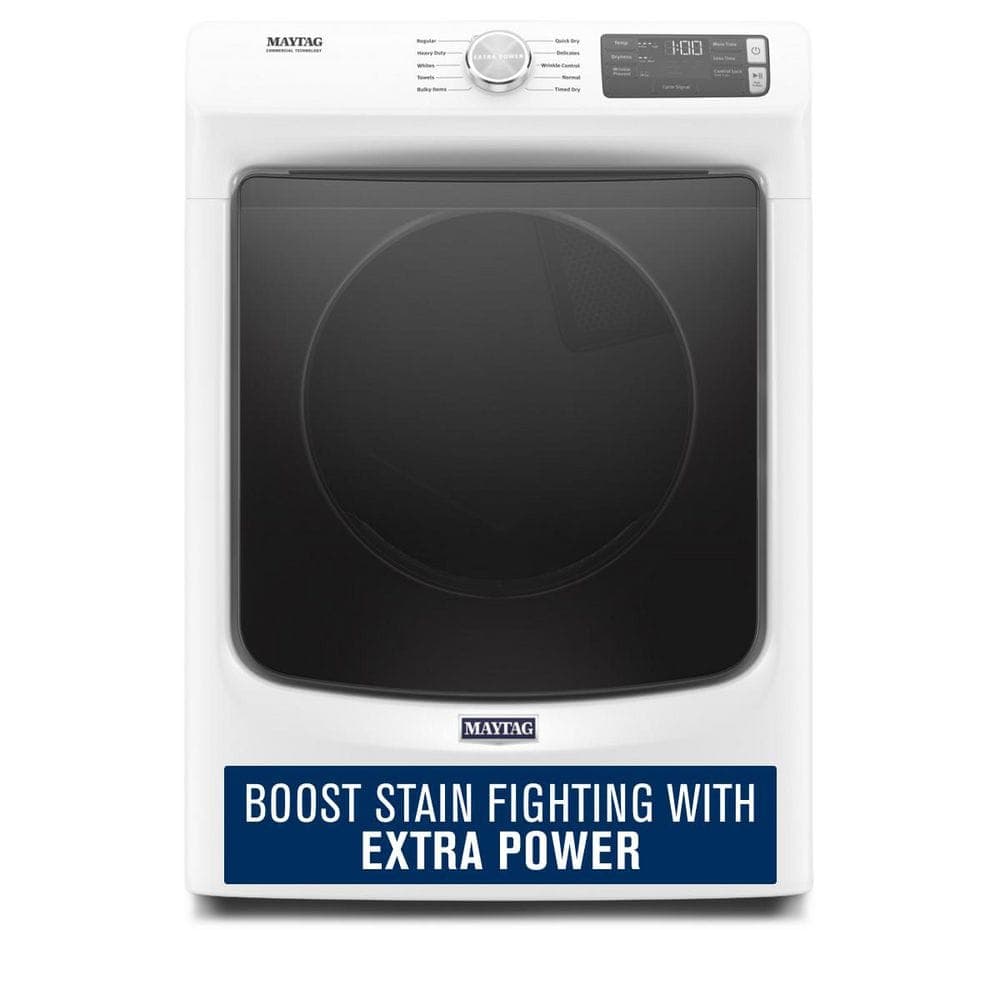 Maytag 7.3 cu. ft. 240-Volt White Stackable Electric Vented Dryer with Quick Dry Cycle, ENERGY STAR