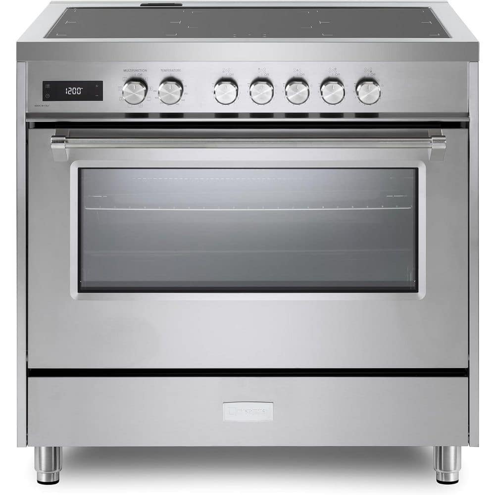 Verona Ultima Collection Series 36 in. Freestanding Single Oven Induction Range with 5 Induction Elements in Stainless Steel