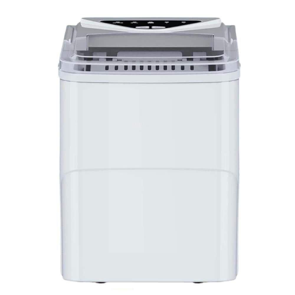 Adrinfly 8.7 in. 26 lb. Bullet Ice Maker Countertop Portable Ice Maker with Ice Scoop and Basket, 2 Sizes of Bullet Ice in White