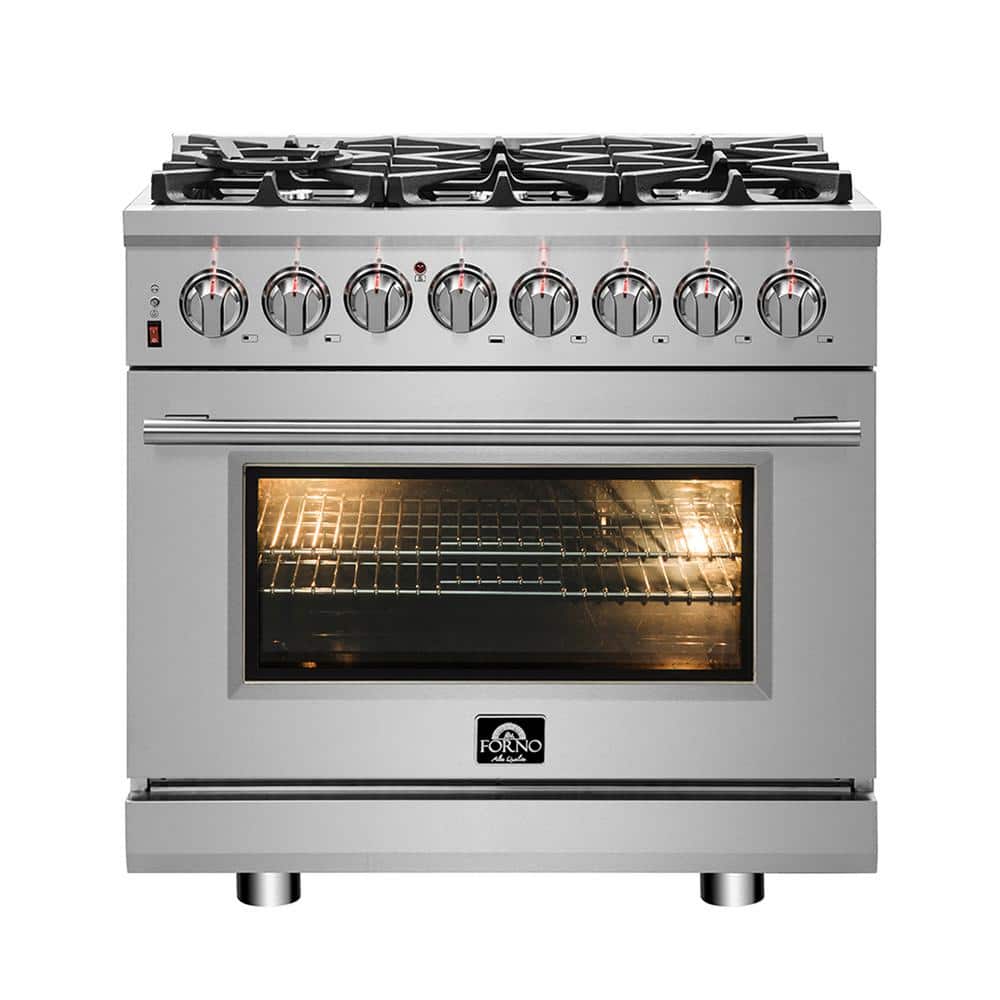 Forno Massimo 36 in. 6 Burner Freestanding Dual Fuel Range in Stainless Steel