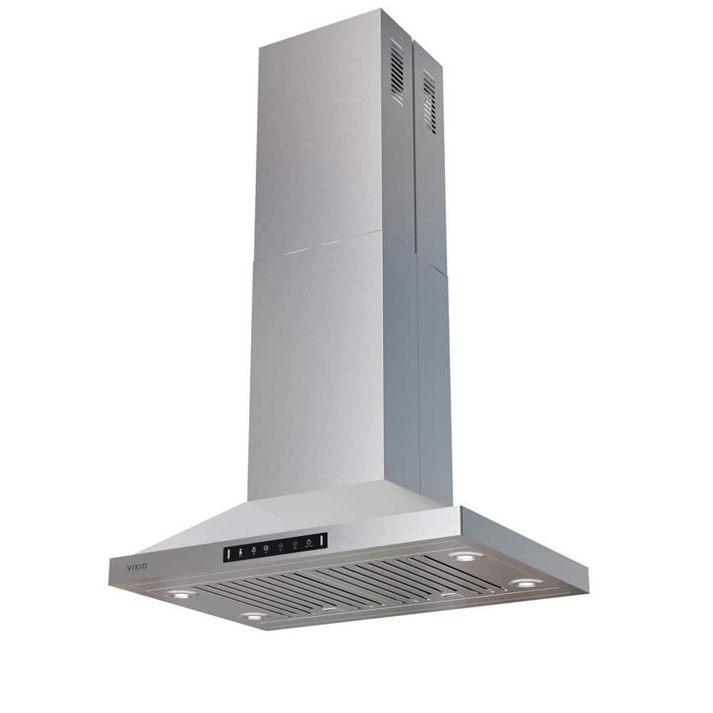 VIKIO 30 in. 380CFM Ductless Convertible Island Mount Range Hood in Stainless Steel with 4-LED Lights Gesture Control,Filters