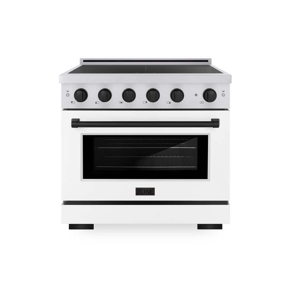 ZLINE Kitchen and Bath Autograph 36 in. 5.2 cu. ft. Induction Range with 5 Element Cooktop in Stainless Steel with White Matte and Black Accent