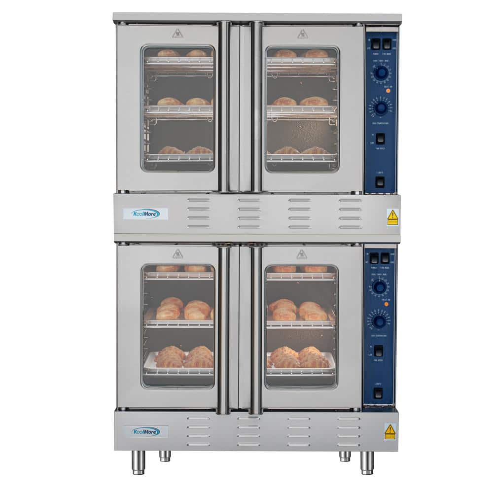 Koolmore 38 in. Full-Size Double Commercial Liquid Propane Convection Oven 108,000 BTU Total With Stacking Kit