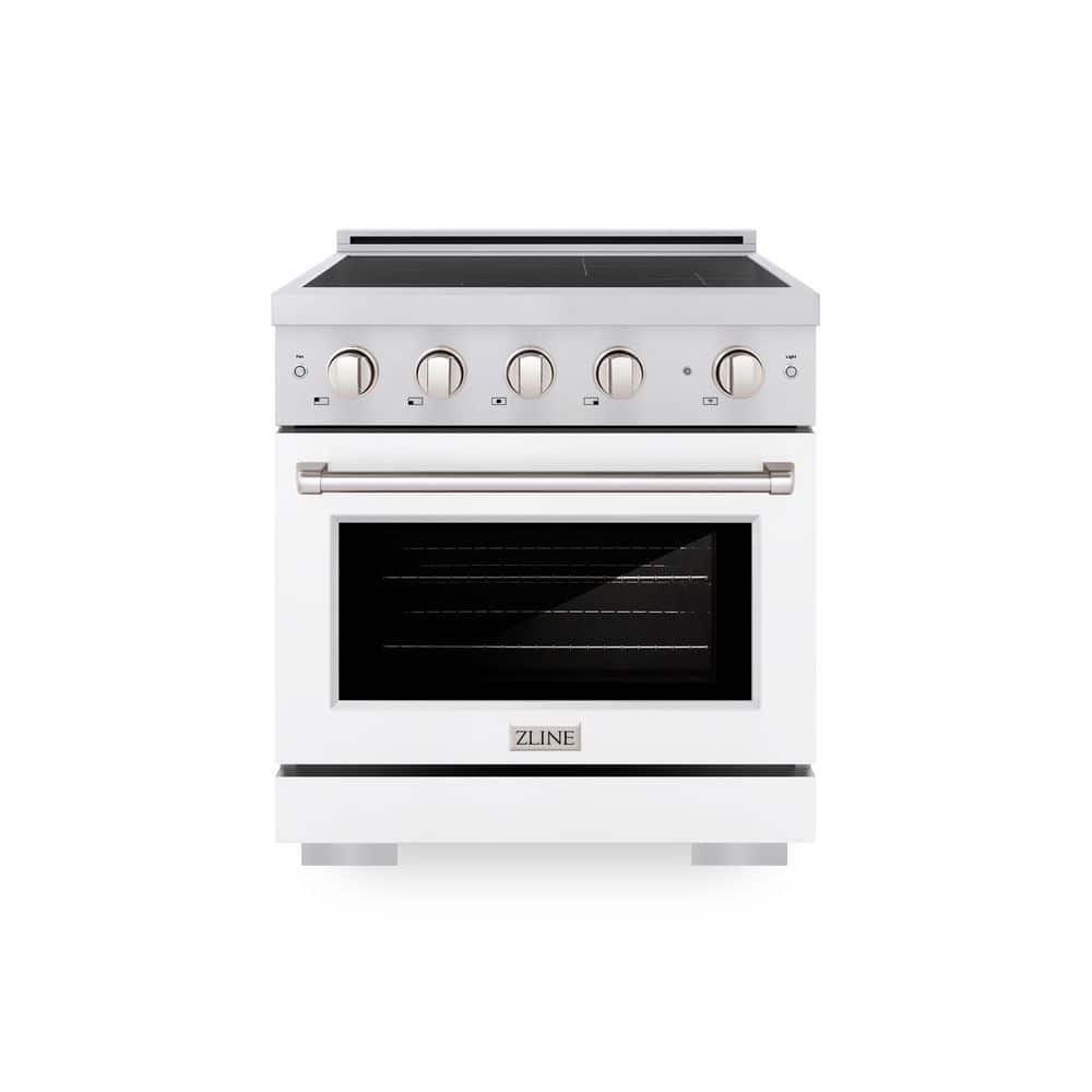 ZLINE Kitchen and Bath 30 in. 4.2 cu. ft. Paramount Induction Range with 4 Element Cooktop in Stainless Steel with White Matte Door