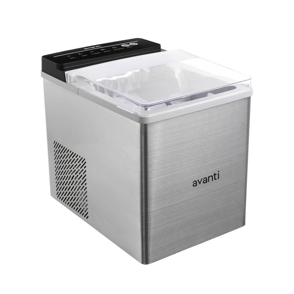 Avanti 9.75 in. 33 lbs. Bullet Ice Countertop Ice Maker in Stainless Steel