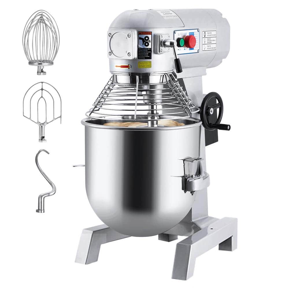 Garvee 30 Qt. 3-Speed Commercial Food Mixer in Silver with Stainless Steel Mixing Bowl, Dough Hook, Dough Hook