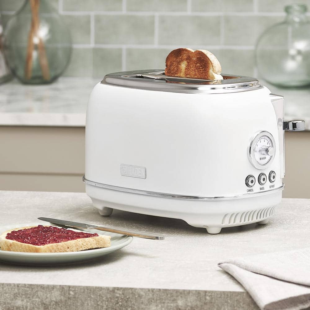 HADEN Chelsea 900-Watt 2 Slices Of Bread Ivory / Chrome Wide Slot Toaster