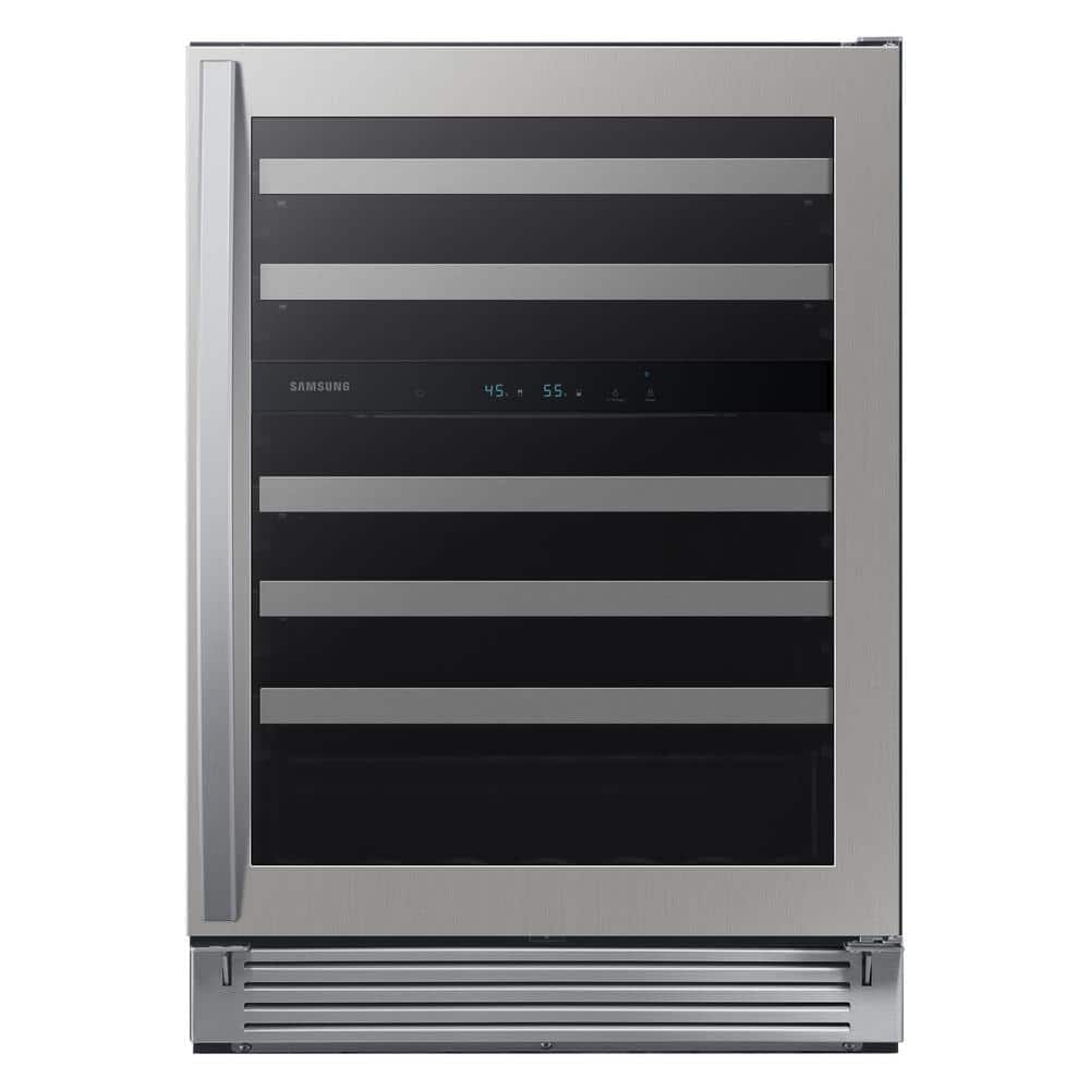 Samsung Dual Zone 24 in. 51-Bottle Free Standing Wine Cooler in Stainless Steel