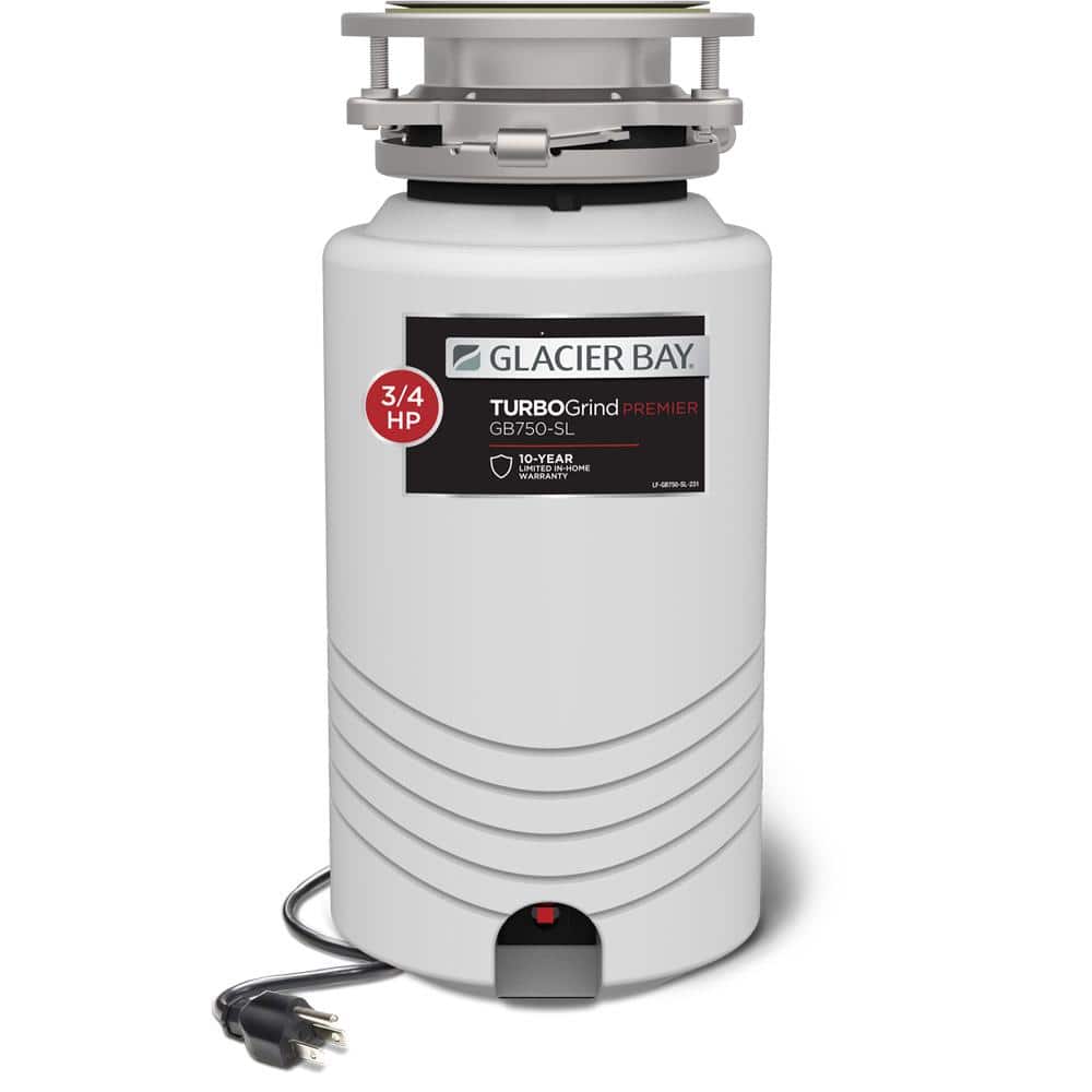 Glacier Bay TurboGrind Premier 3/4 hp. Continuous Feed Garbage Disposal with Power Cord
