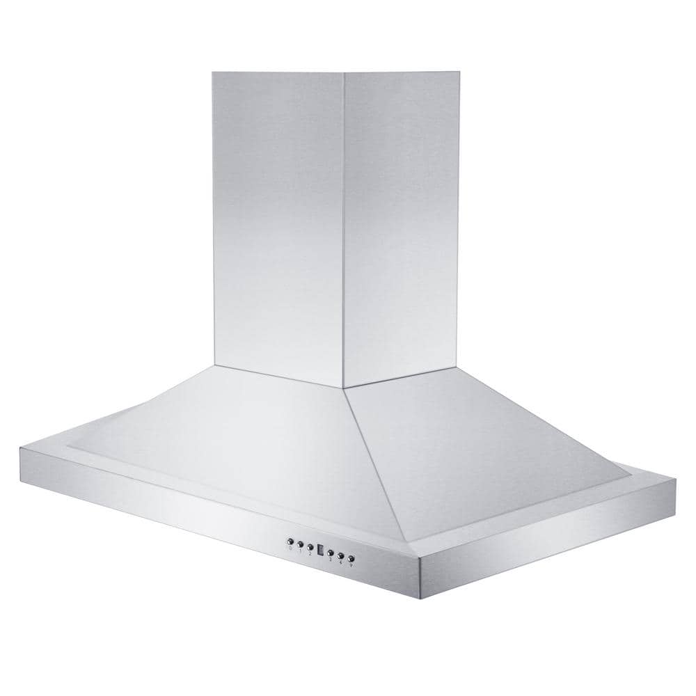 ZLINE Kitchen and Bath 36 in. 400 CFM Ducted Island Mount Range Hood in with Single Remote Blower in Stainless Steel