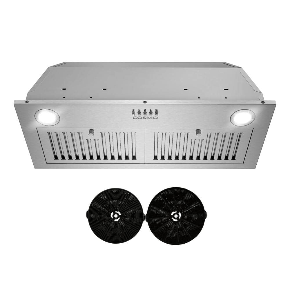 Cosmo 30 in. Lumin Collection 380 CFM Ductless Insert Range Hood, Push Button Controls, LED Lights, Stainless Steel