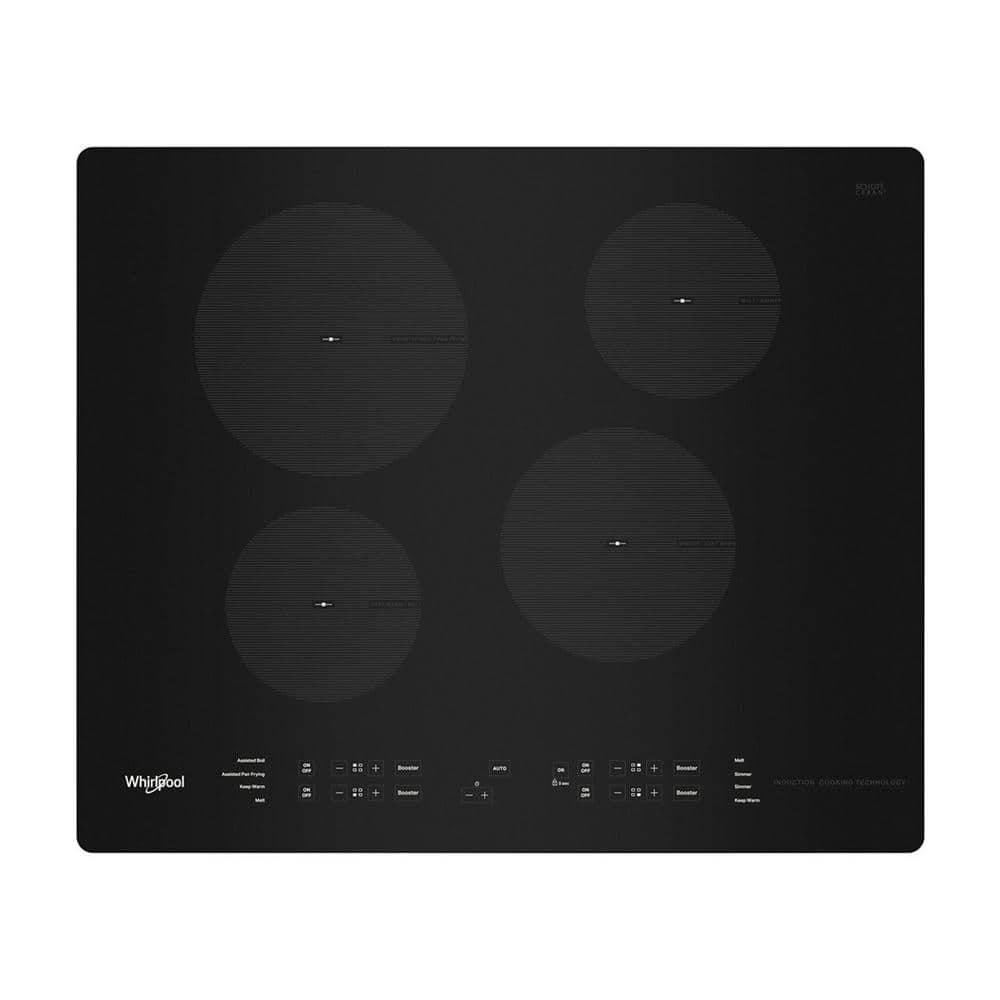 Whirlpool 24 in. Glass Electric Induction Cooktop in Black with 4 Burner Elements for Small Space