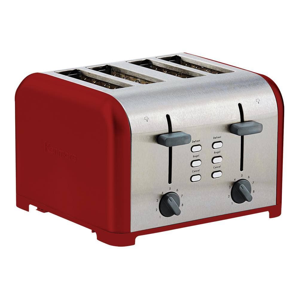 KENMORE 1400-Watt 4-Slice Red/Stainless Steel Wide Slot Toaster