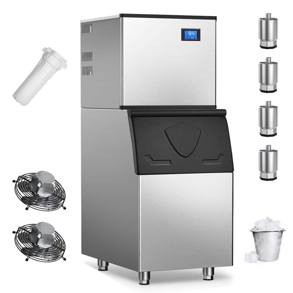 TITTLA 22.3 in. 520 lbs./24 Hours Freestanding Split Commercial Ice Maker in Silver 156-Full Size High-Density Ice Cubes/Cycle