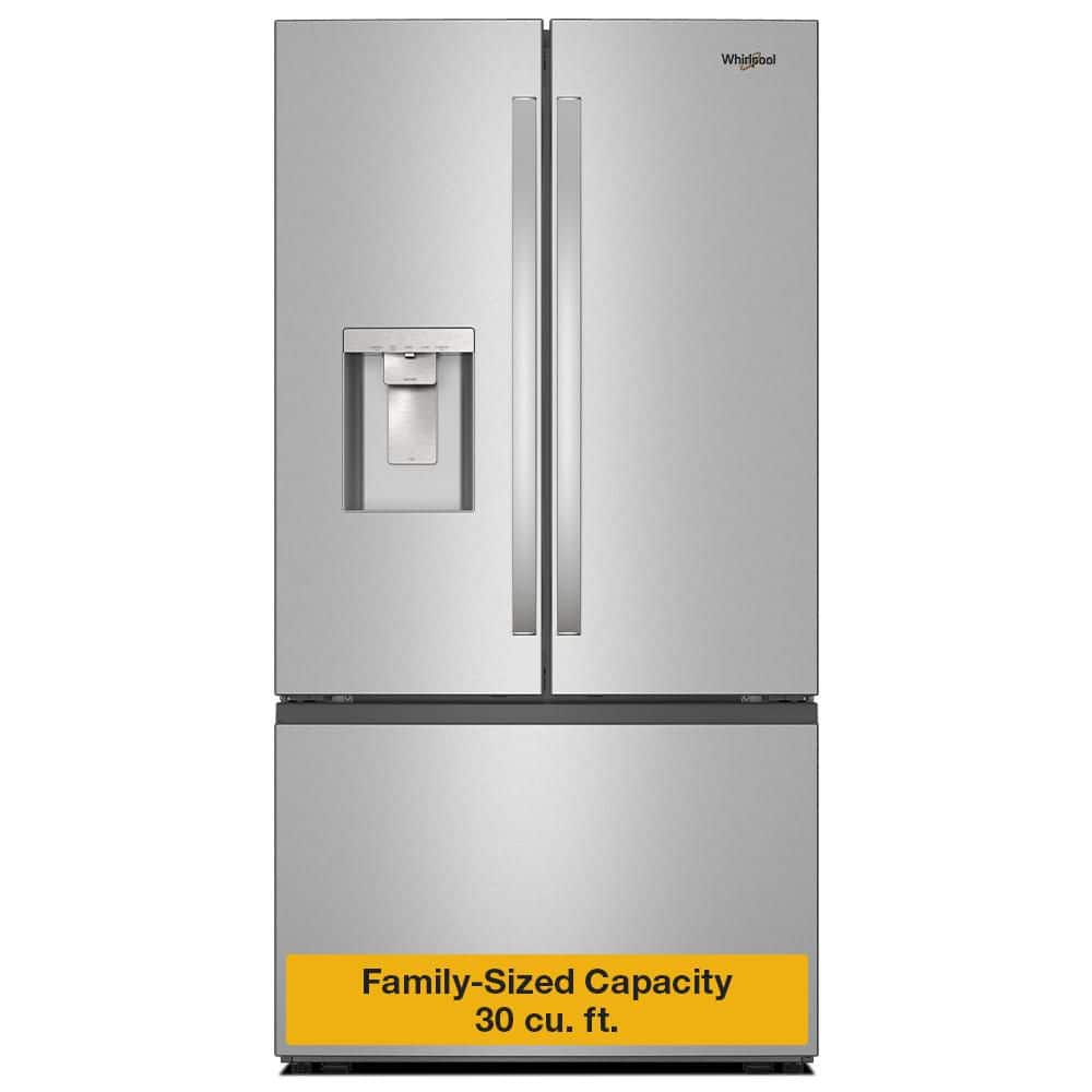 Whirlpool 36 in. 30 cu. ft. Standard Depth French Door Refrigerator in Fingerprint Resistant Stainless Finish with Dual Ice Makers
