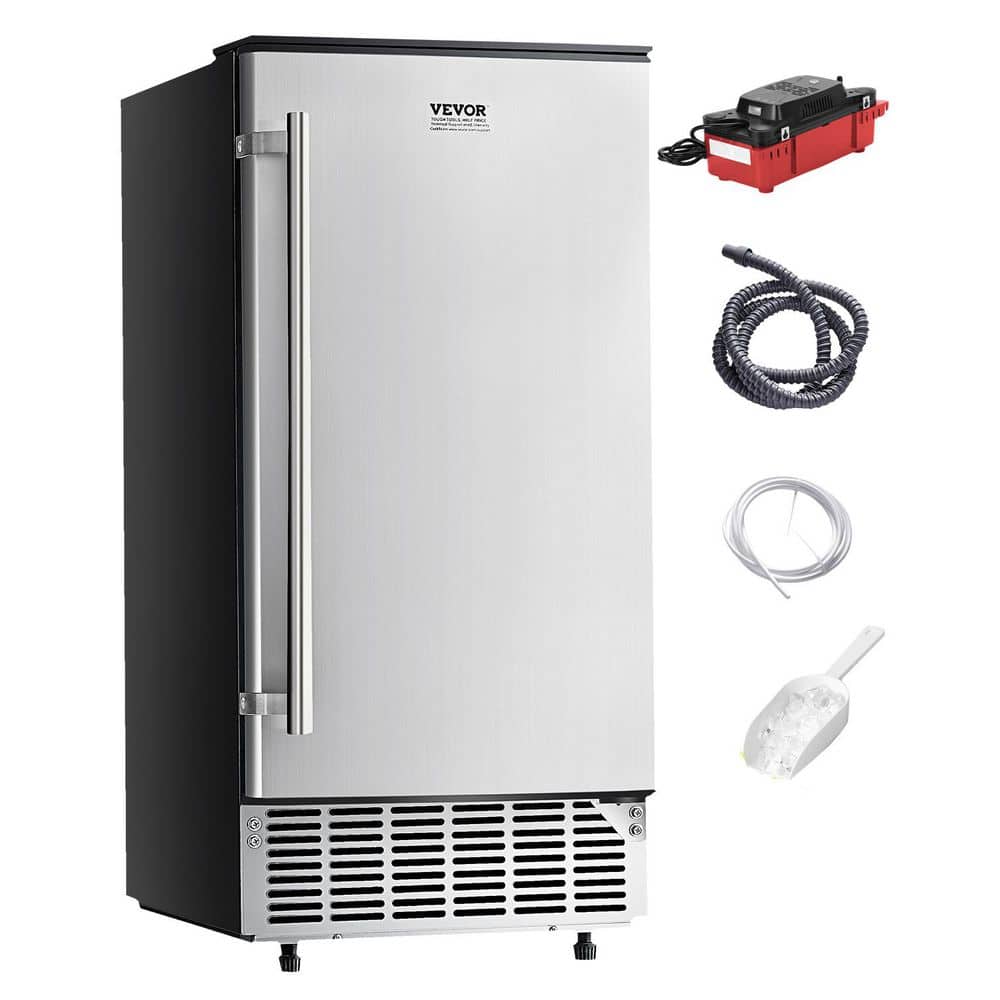 VEVOR Undercounter Ice Maker 80 lbs. Day Stainless Steel 14.9 in. W Built-in Freestanding Full Size Cubes Commercial Home