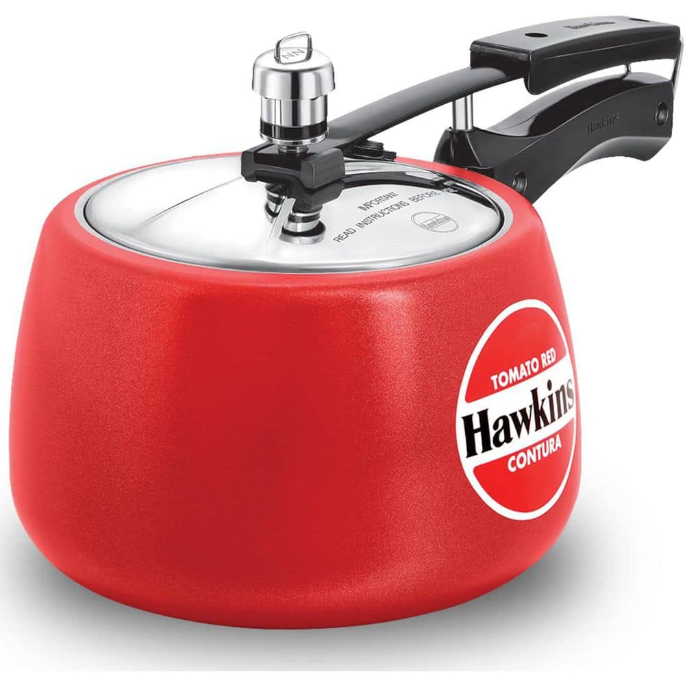 HAWKINS 3.2 Qt. Ceramic Coated Stove Top Pressure Cooker, Red