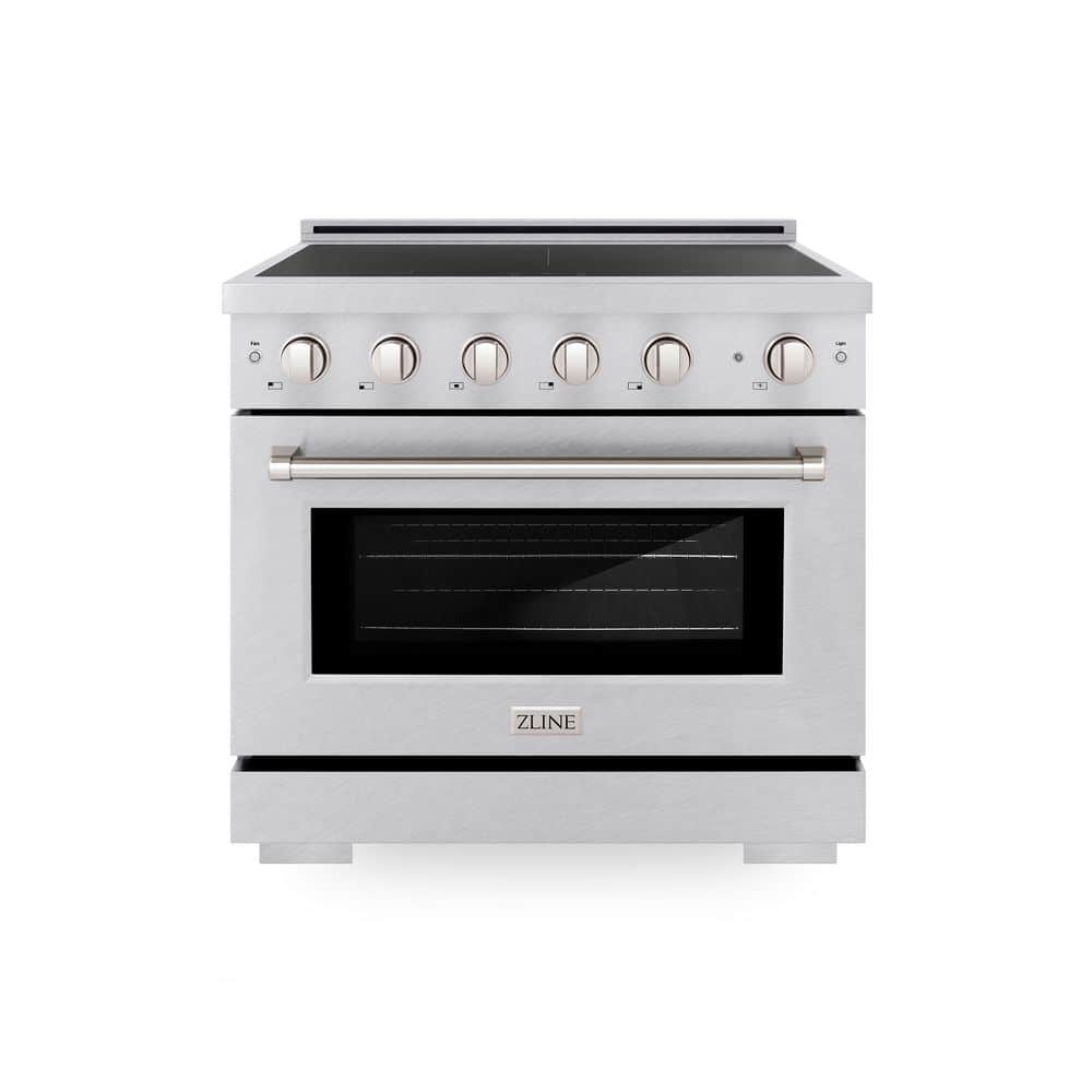 ZLINE Kitchen and Bath 36 in. 5.2 cu. ft. Paramount Induction Range with 5 Element Cooktop and Electric Convection Oven in Satin Stainless