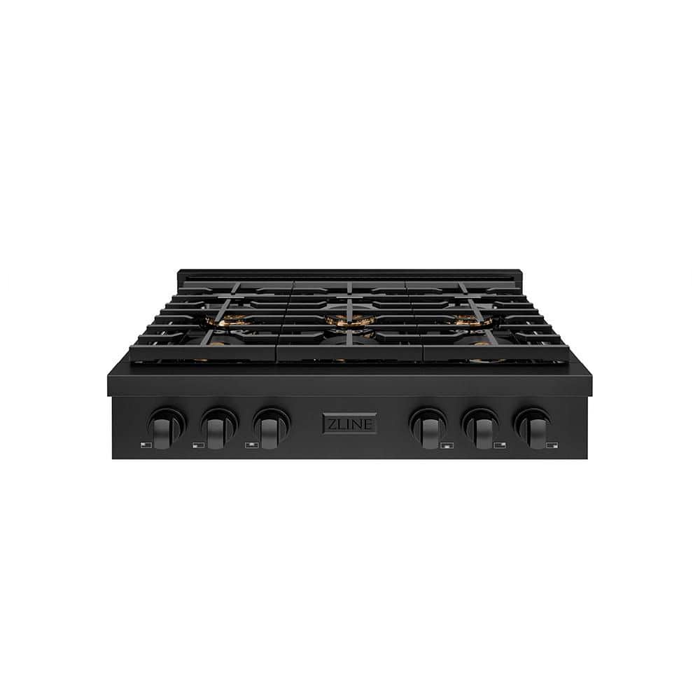 ZLINE Kitchen and Bath 36 in. Paramount Gas Rangetop with 6 Burner DuoPro Cooktop in Black Stainless Steel