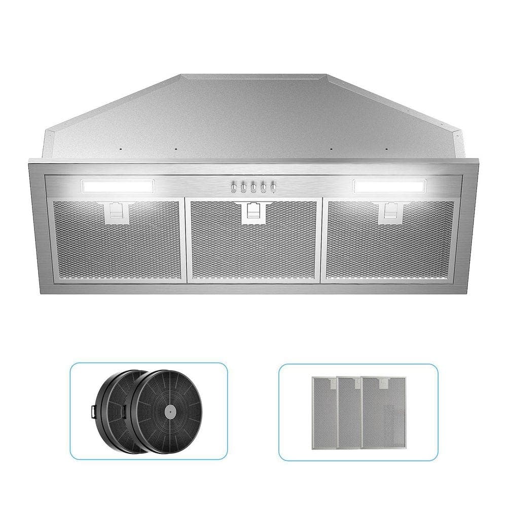 VIKIO 30 in. 500 CFM Ductless Convertible Insert Range Hood in Stainless Steel with Mesh Filter, 3-Speed Fan and LED Lights