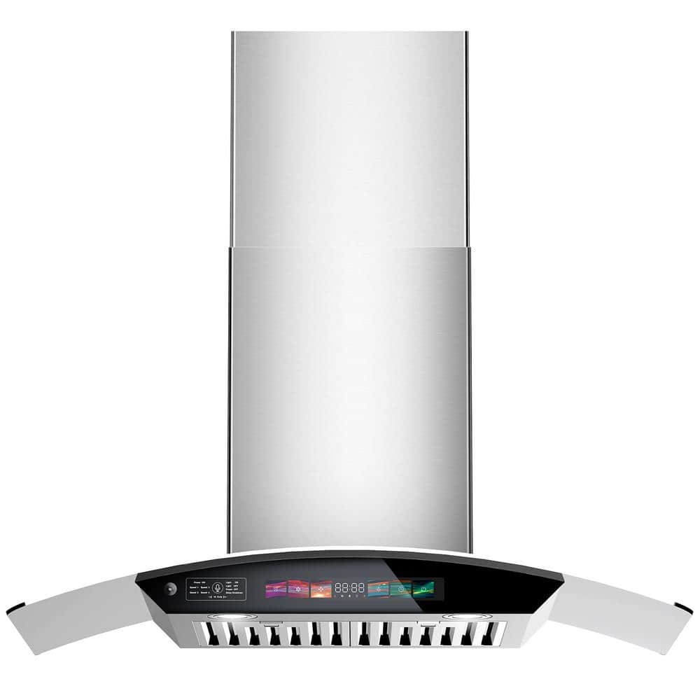 BRANO 30 in 900 CFM Ducted Wall Mount Range Hood in Stainless Steel, Voice/Gesture/Touch Control, Delay Shutdown, 4 Speed Fan
