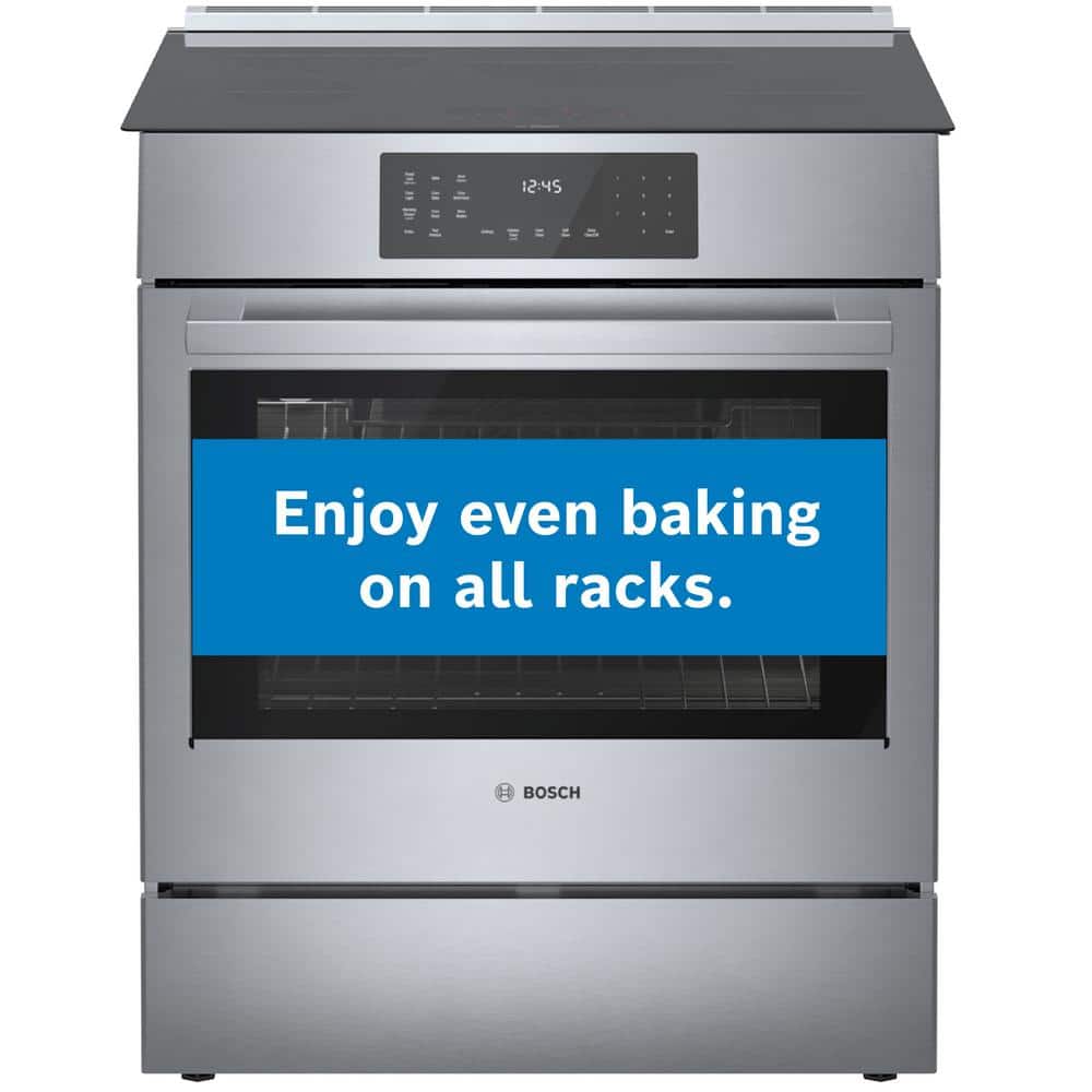Bosch 800 Series 30 in. 4.6 cu. ft. 4 Burner Slide-In Induction Range with Self-Cleaning Convection Oven in Stainless Steel
