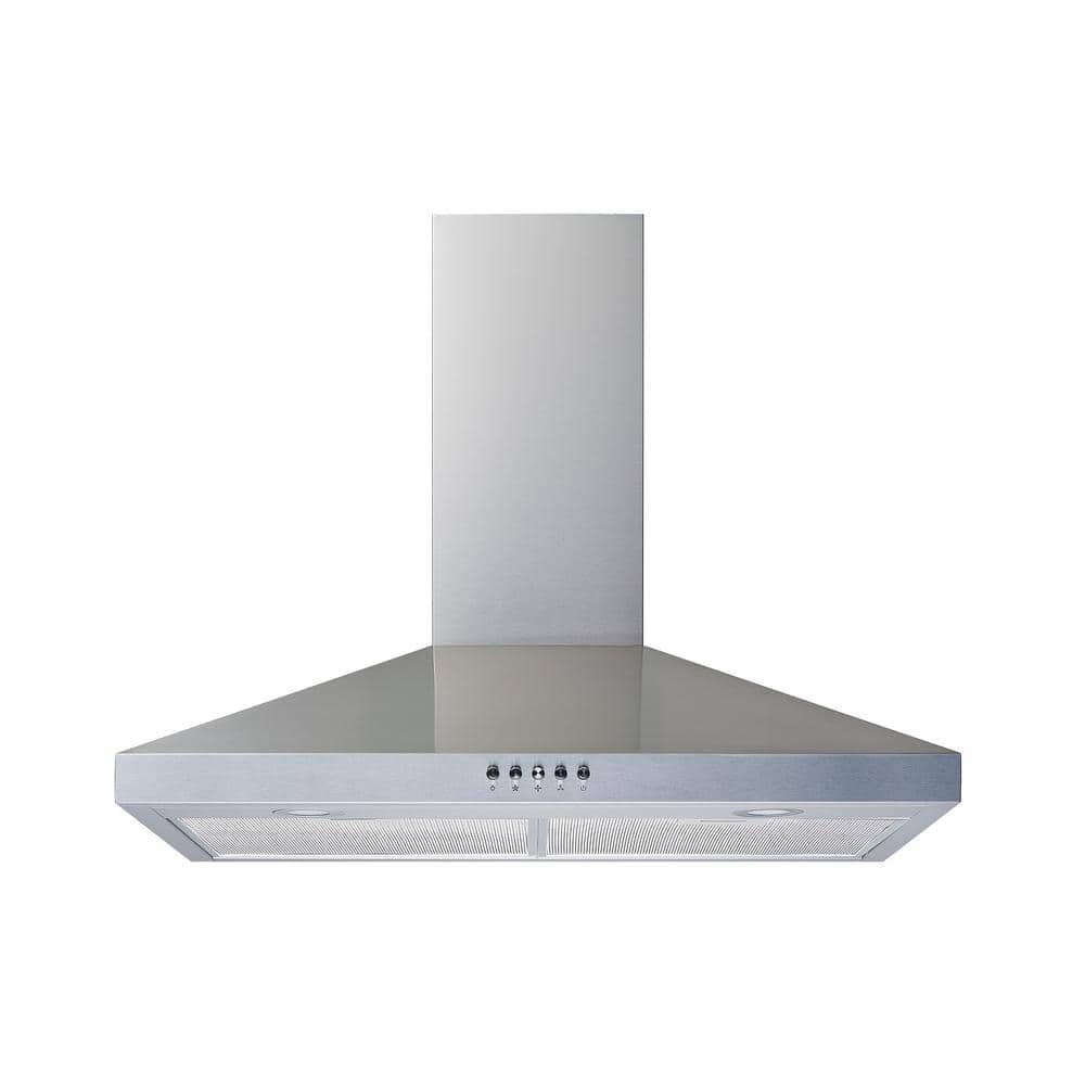 Winflo 30 in. 400 CFM Convertible Wall Mount Range Hood in Stainless Steel with Mesh Filters and Push Button Control