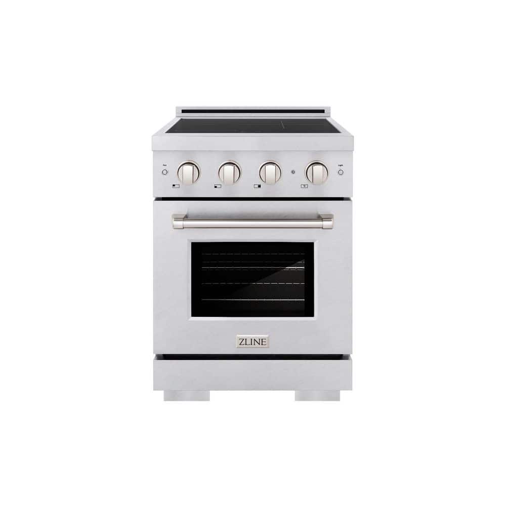ZLINE Kitchen and Bath 24 in. 3.2 cu. ft. Paramount Induction Range with 3 Element Cooktop and Electric Convection Oven in Satin Stainless