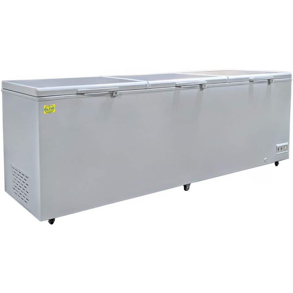 Elite Kitchen Supply 105.5 in. 42.05 cu. ft. Manual Defrost Solid Top Commercial Chest Freezer DB1220 in White
