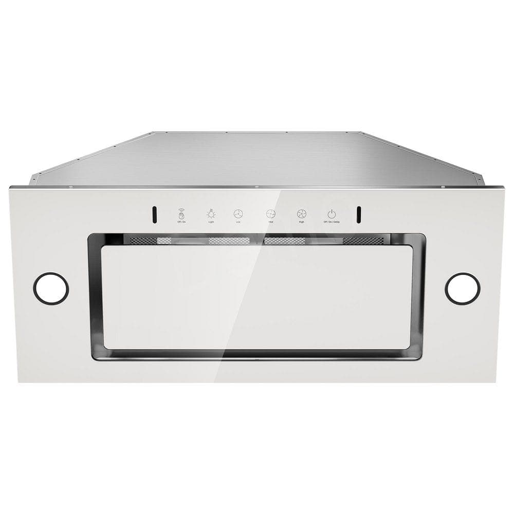 VIKIO 28 in. 900 CFM Ductless Convertible Insert Range Hood in Stainless Steel and White Glass with LED Lights