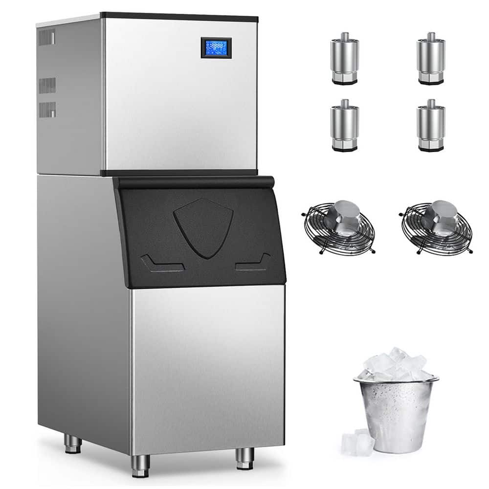 TITTLA 22.24 in. 650 lbs./24-Hours Split Commercial Freestanding Ice Maker in Silver 182-Full Size Ice Cubes/Cycle (2-Pack)