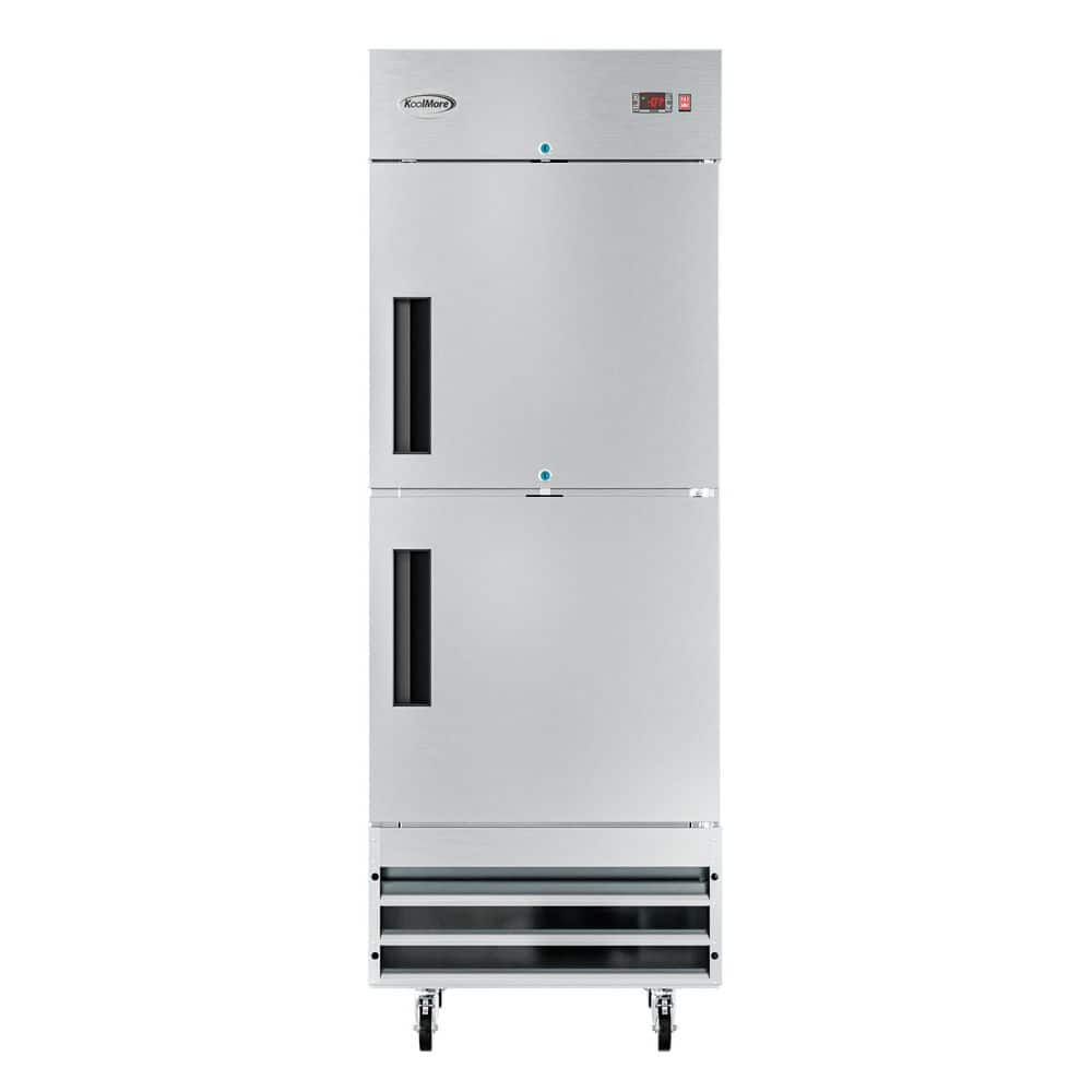 Koolmore 23 cu. ft. Commercial Solid Half Door Auto Defrost Upright Reach-In Freezer in Stainless Steel