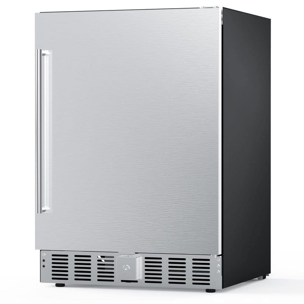 COWSAR 23.43 in. 5.0 cu. ft. Undercounter Fridge Mini-Refrigerator in Stainless Steel Silver for Kitchen Office Bar