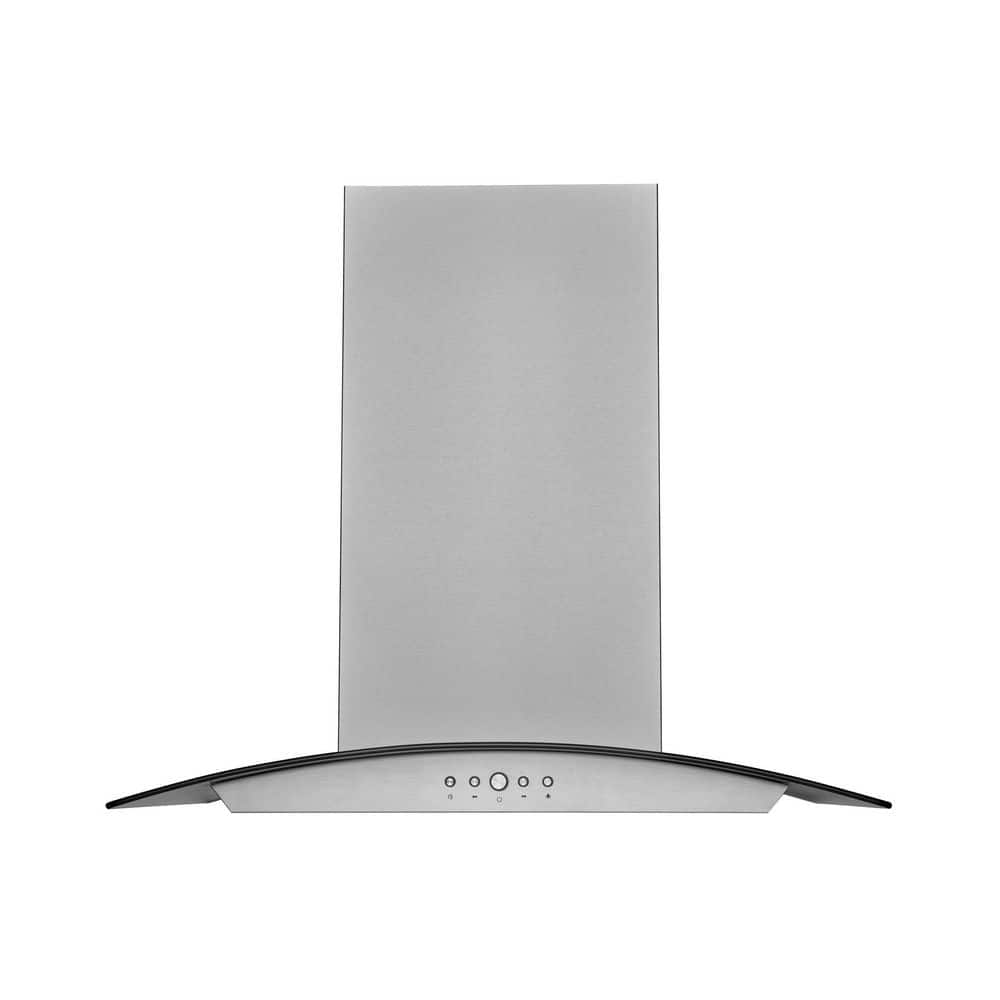 HAUSLANE 36 in. Convertible Island Range Hood with Tempered Glass Dual Controls LED Baffle Filter in Stainless Steel
