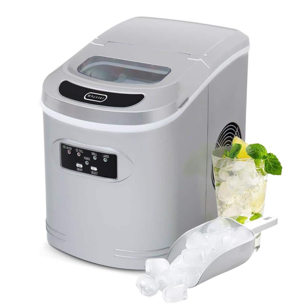 Whynter 9.5 in. 27 lbs. Portable Countertop Ice Maker Bullet Ice Machine with 2.2L Reservoir and 1.5 lb. Bin in Metallic Silver