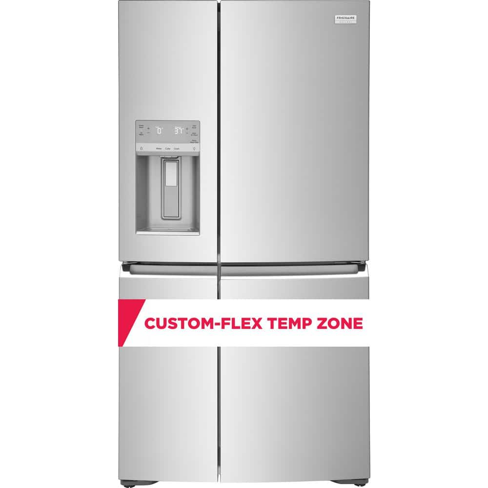 Frigidaire Gallery 36 in. 22 cu. ft. Counter-Depth 4-Door Refrigerator in Smudge-Proof Stainless Steel, ENERGY STAR