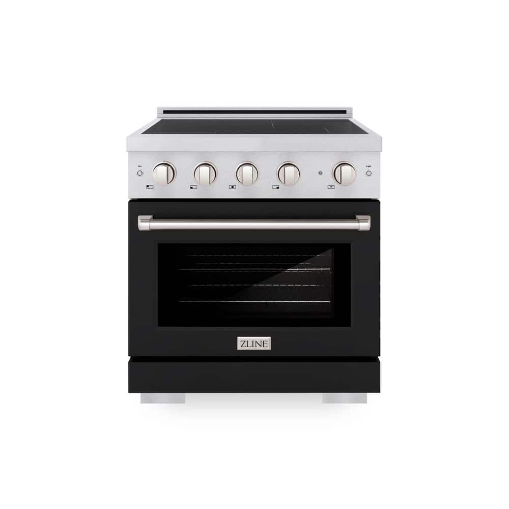 ZLINE Kitchen and Bath 30 in. 4.2 cu. ft. Paramount Induction Range with 4 Element Cooktop in Satin Stainless Steel with Black Matte Door