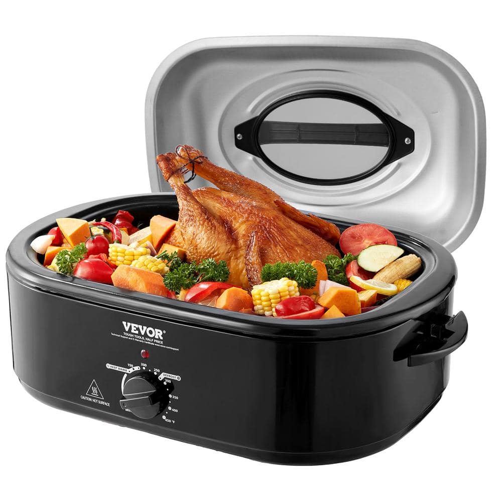 VEVOR Electric Roaster Oven 20 qt. Turkey Roaster Oven Slow Cookers 1450 Watt with Defrost & Warm Function Up to 24 lbs.