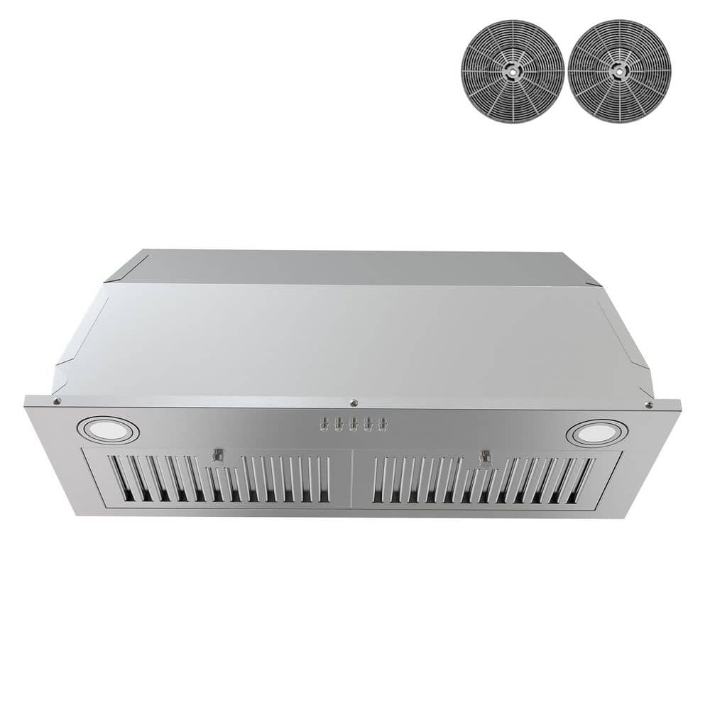 AKDY 30 in. 343 CFM Built-in Insert Kitchen Vent Ducted/Ductless Convertible Range Hood in Stainless Steel with Carbon Filter