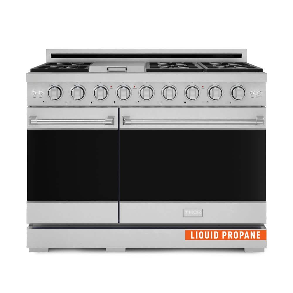 Thor Kitchen Gordon Ramsay Series 48 in. 6-Burners Double Oven Gas Range in Stainless Steel with Convection and Grill in Propane