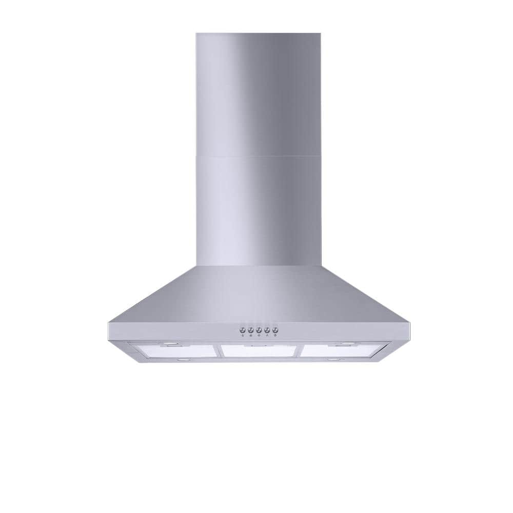Vissani Siena 30 in. 350CFM Convertible Kitchen Island Pyramid Range Hood in Stainless Steel w/ Charcoal filters and LED Lights