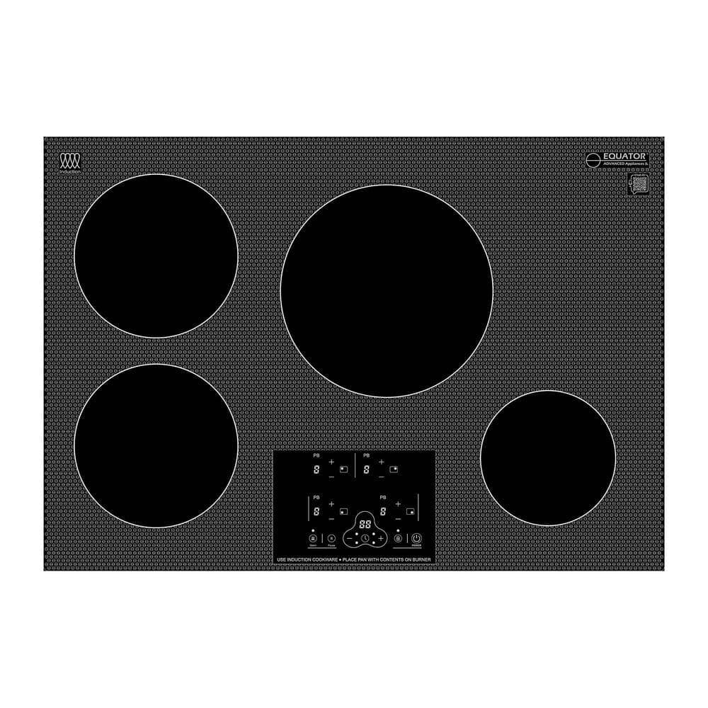 Equator 220V 30 in. 4-Elements Glass Top Surface Built-in Induction Cooktop 7800W in Black with 9-Level Power Boost