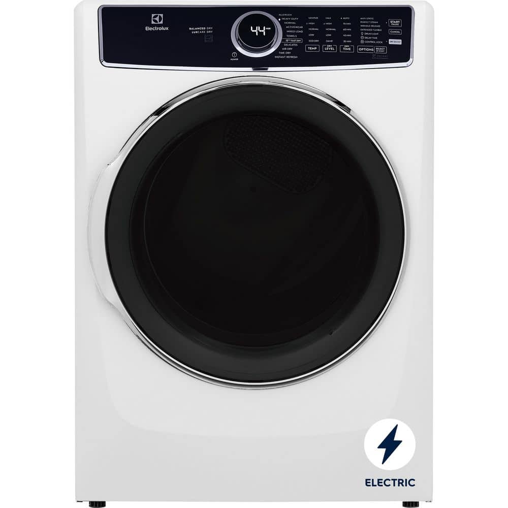 Electrolux 27 in. W 8 cu. ft. Front Load Electric Dryer with Perfect Steam and LuxCare Dry System, ENERGY STAR in White