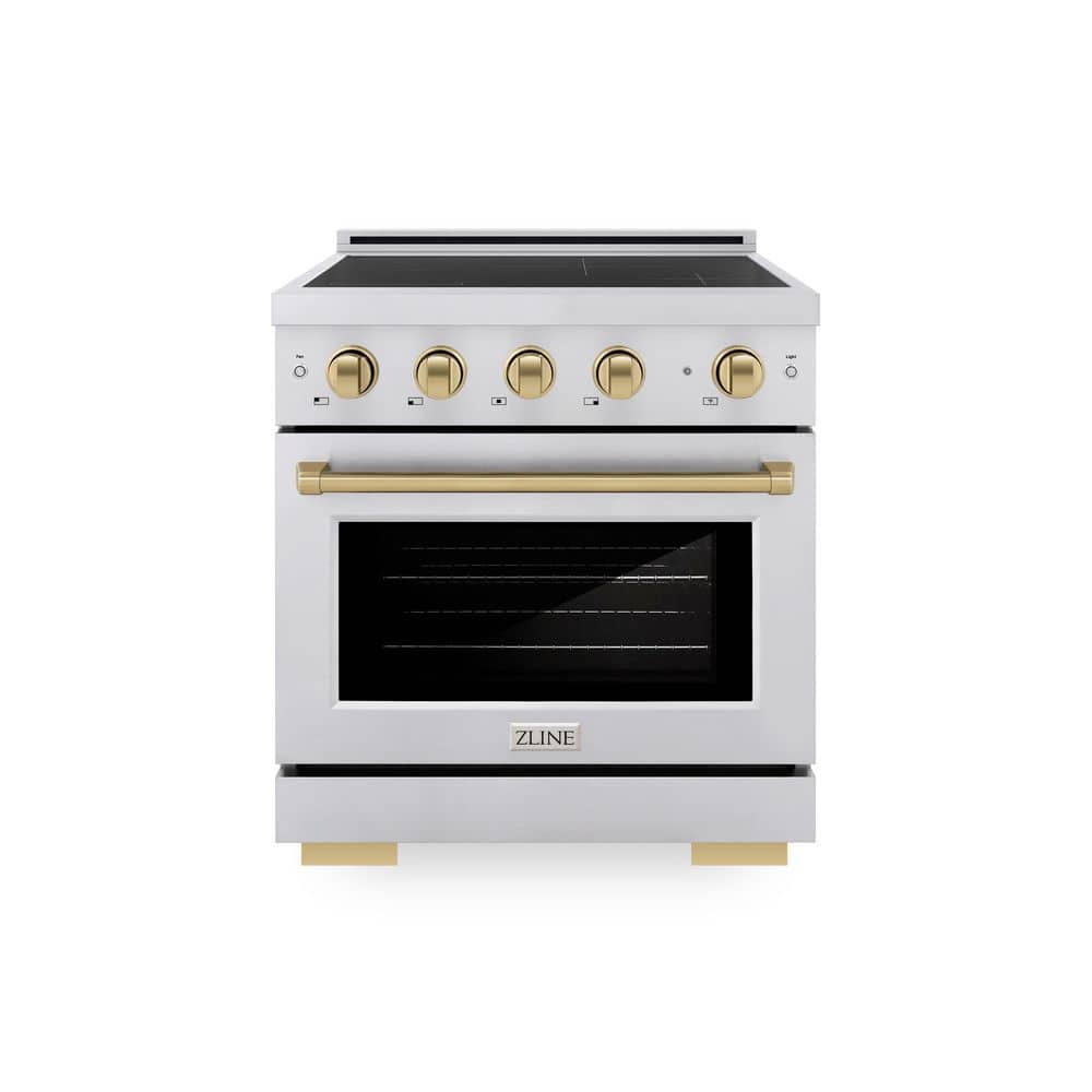ZLINE Kitchen and Bath Autograph 30 in. 4.2 cu. ft. Paramount Induction Range with 4 Element Cooktop in Stainless Steel with Champagne Accents