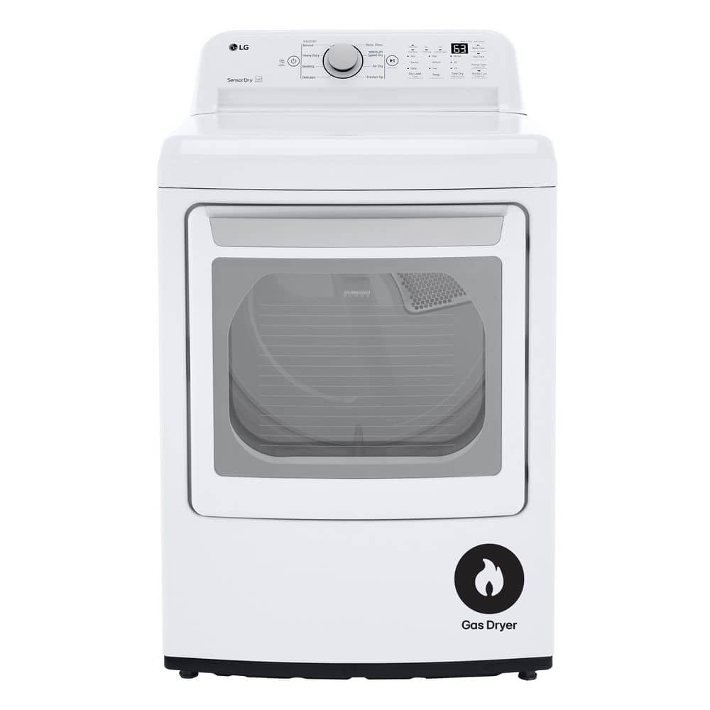 LG 7.3 Cu. Ft. Vented Gas Dryer in White with Sensor Dry Technology