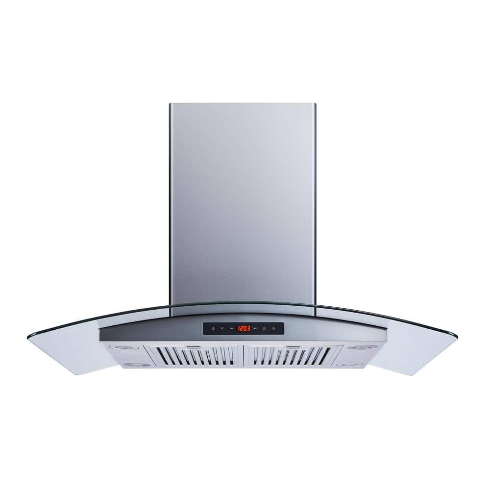 Winflo 36 in. 600 CFM Convertible Island Mount Range Hood in Stainless Steel with Baffle Filters and Touch Control