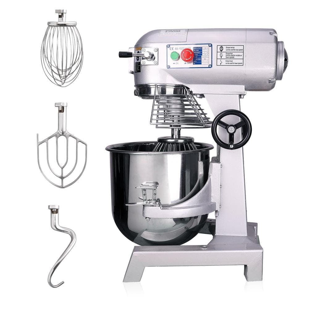 Wilprep 30 Qt. 3-Speed 1100-Watt Stainless Steel Stand Mixer Commercial Dough Food Mixer with Dough Hood