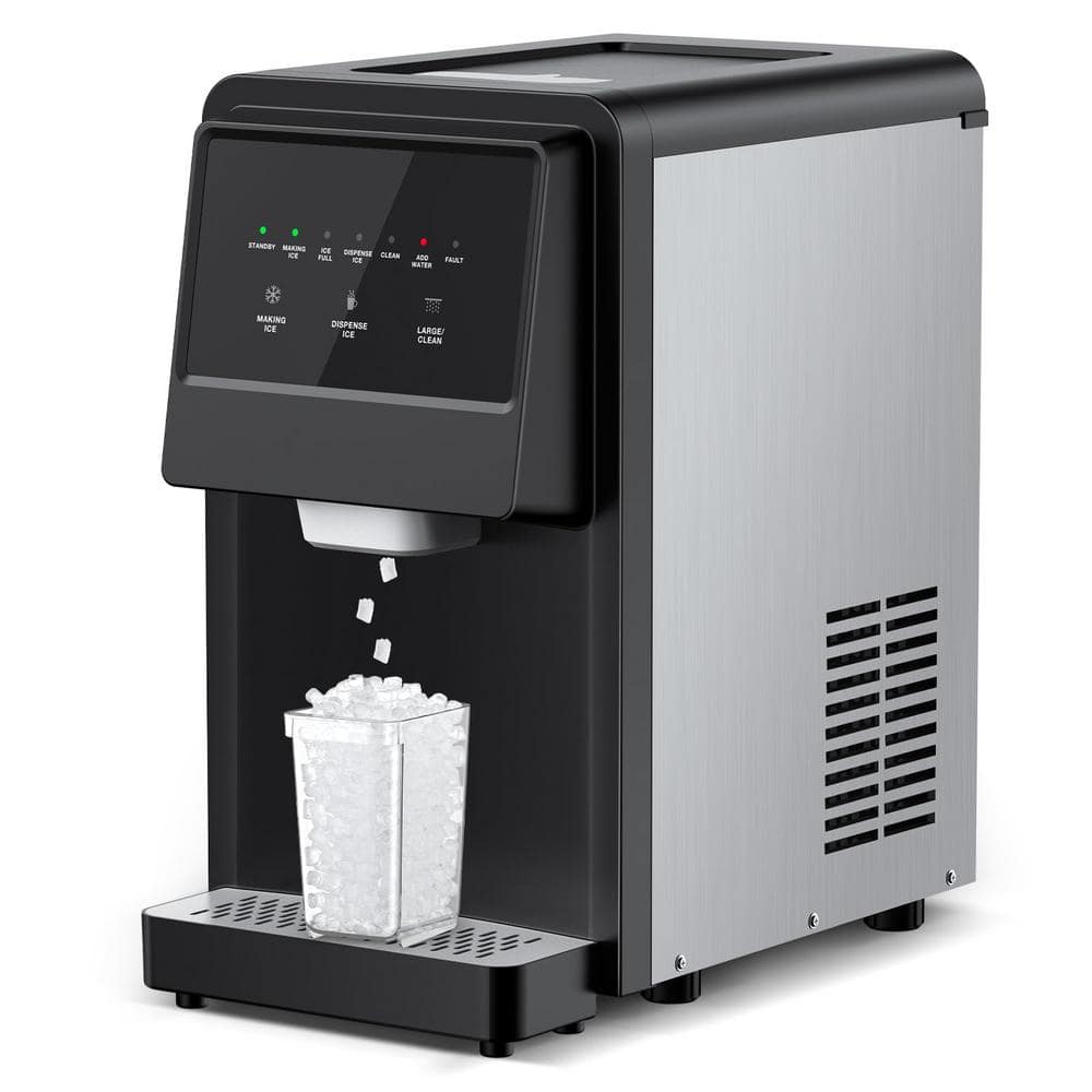 Hooure Ice Maker 62 lbs./24-hour Self-Cleaning Countertop Nugget Ice Dispenser with 6 lbs. Ice Storage, Stainless Steel