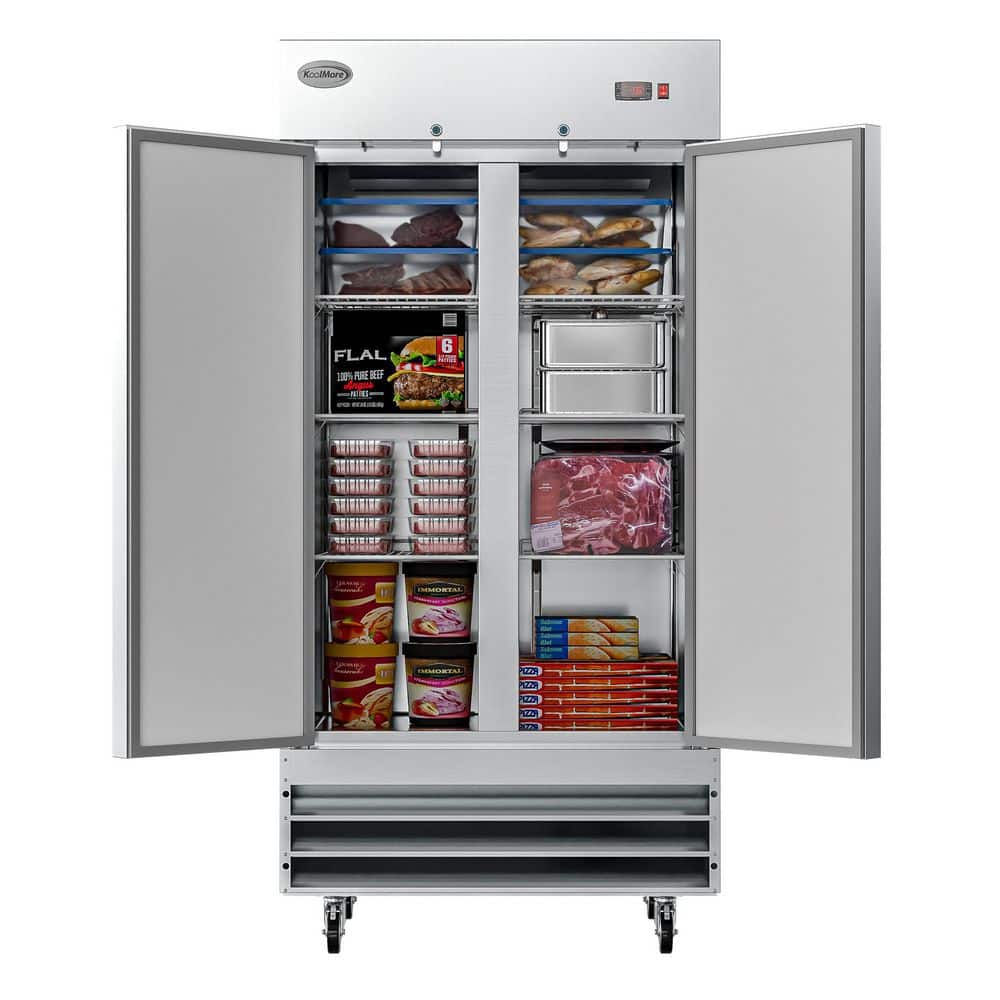Koolmore 30 cu. ft. Commercial 2-Door Reach-In Auto Defrost Freezer in Stainless Steel