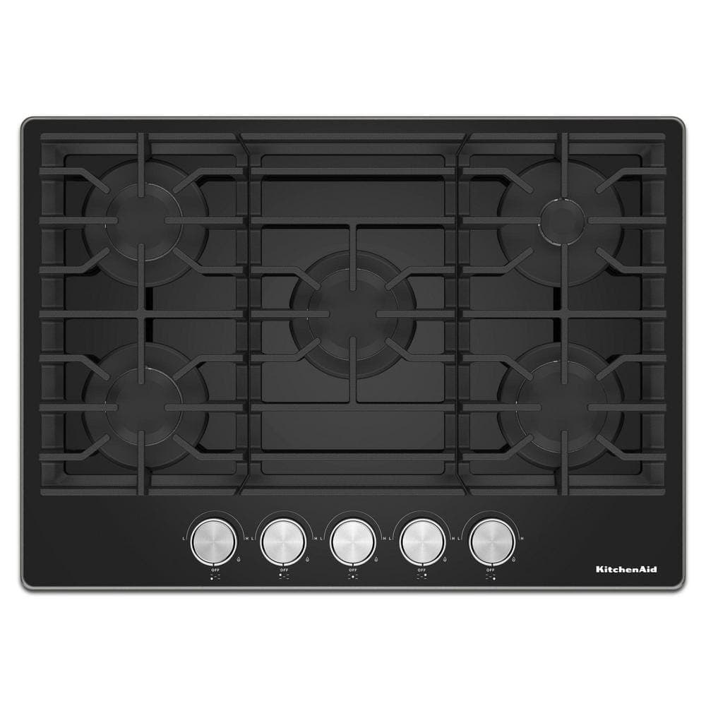 KitchenAid 36 in. 5-Burners Recessed Gas Cooktop in Black